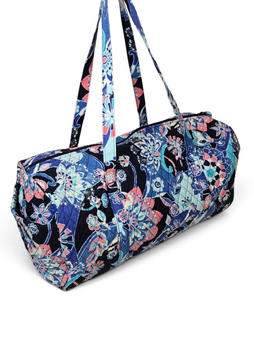 Vera Bradley Large Quilted Cotton Travel Duffle Bag Lotus Flower Swirl